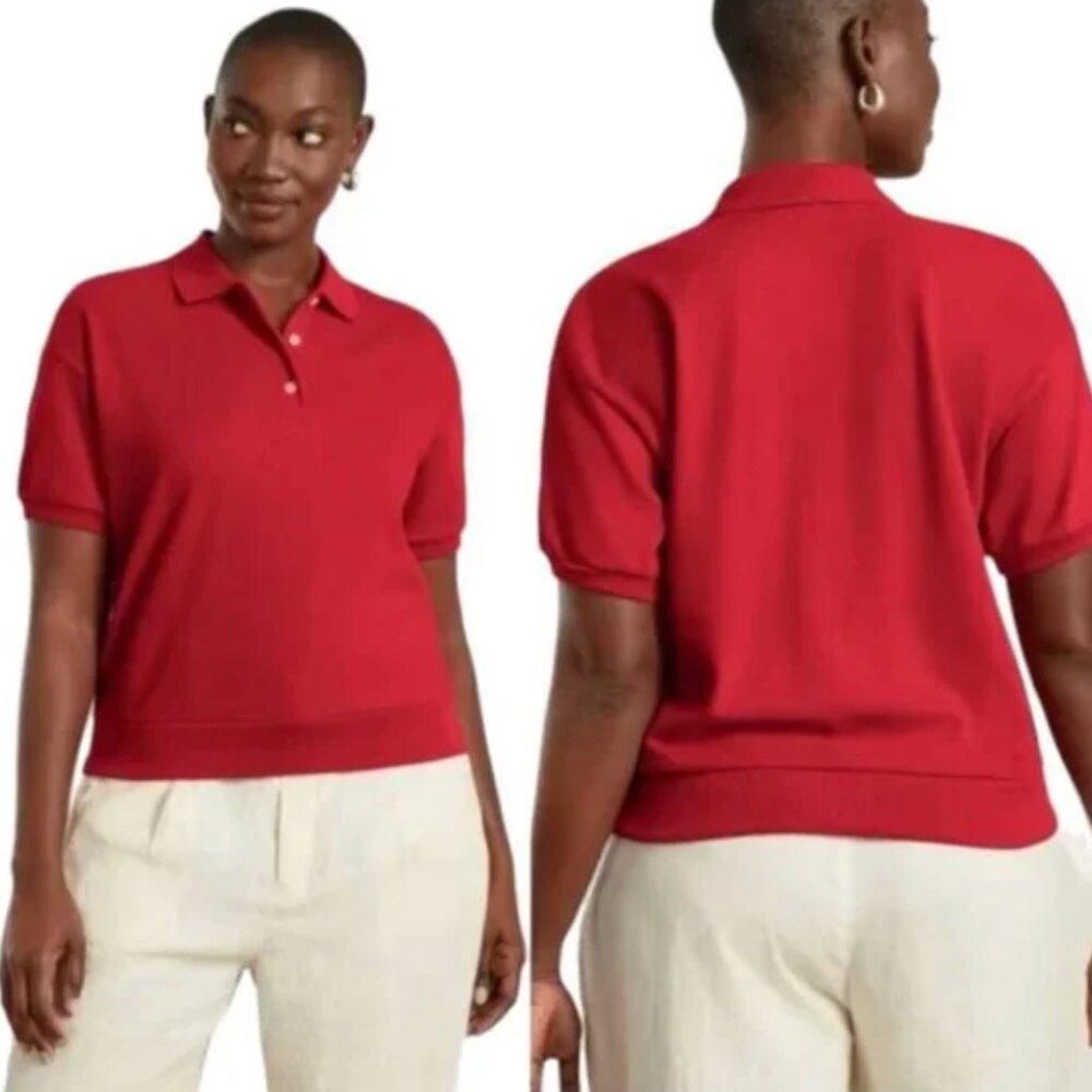 Everlane Organic Cotton Short Sleeve Polo Shirt Red